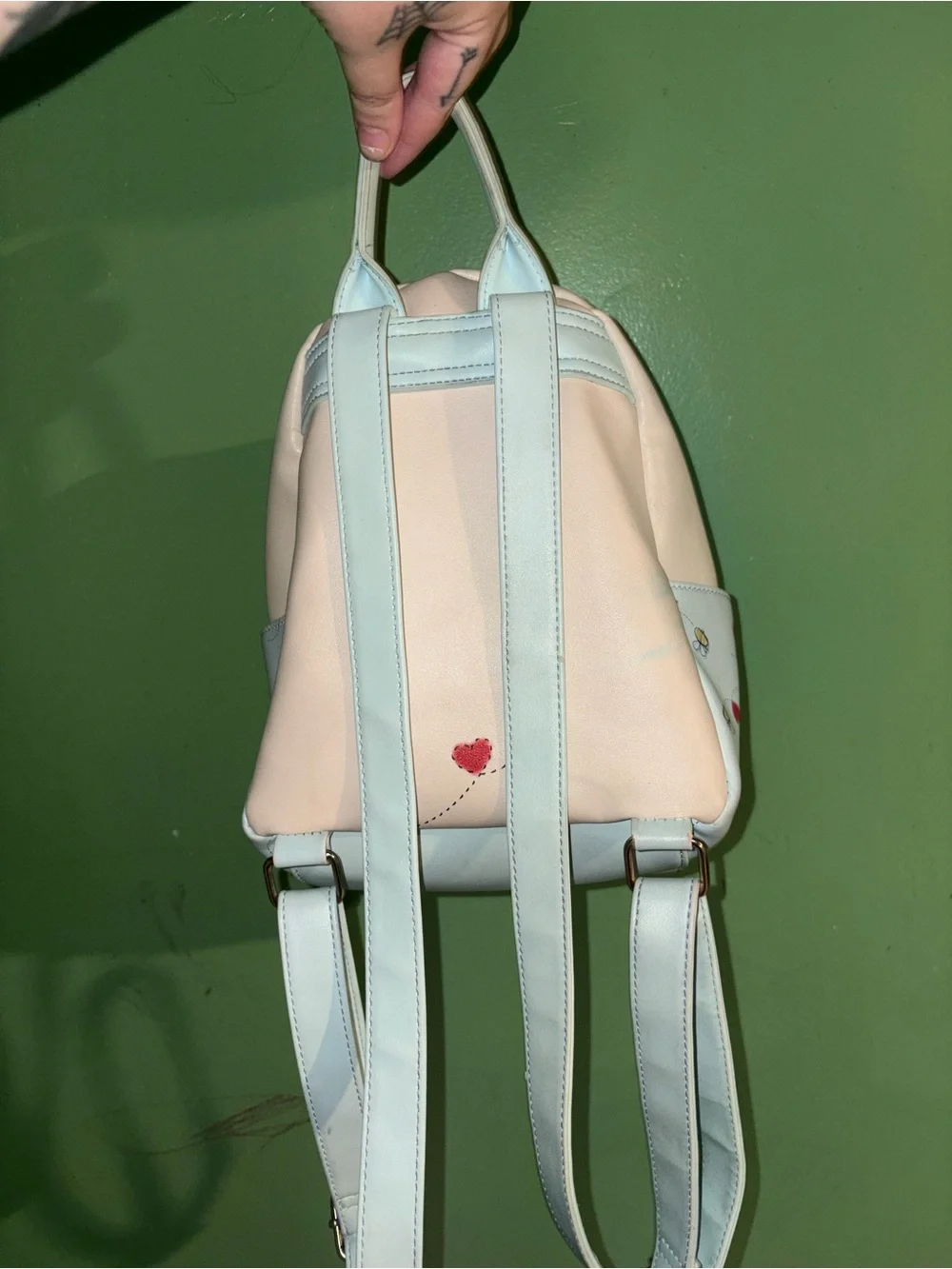 Disney Winnie the Pooh Mini Backpack - Cream & Light Blue with Red Accents
